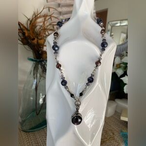925 Purple and Silver Amethyst beaded Necklace